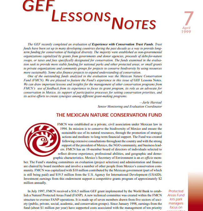 GEF lesson notes, 1999
